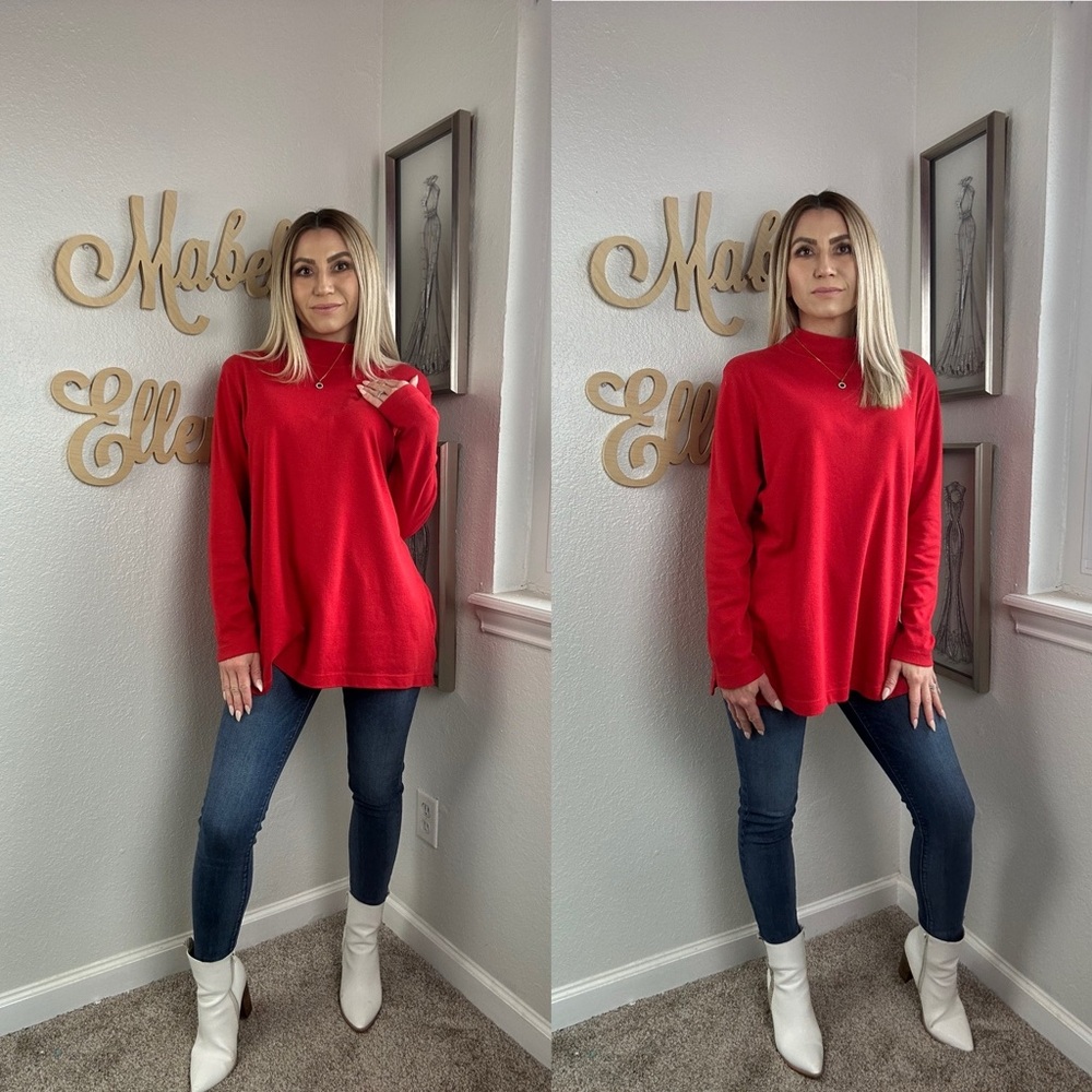 Vintage Basic Editions Plus Red Turtle Neck Long … - image 1